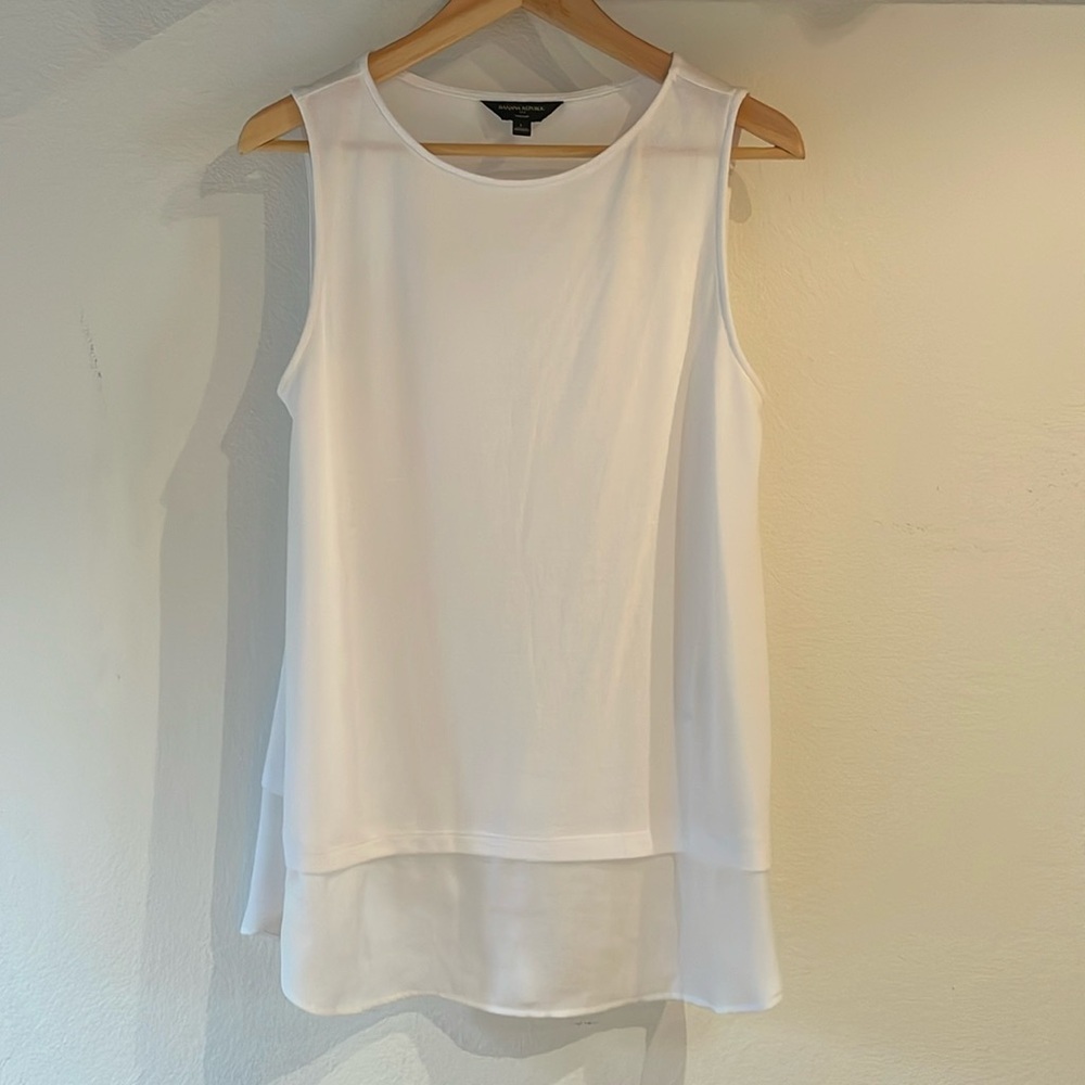 Banana Republic White Layered Sleeveless Tank Top